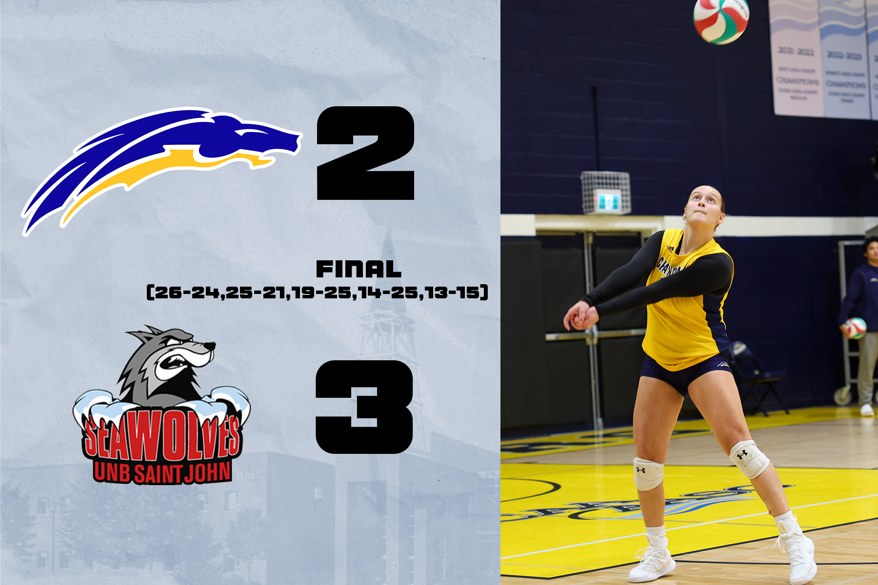 Chargers Push Highly Ranked UNBSJ to Five Sets in Gritty Home Battle